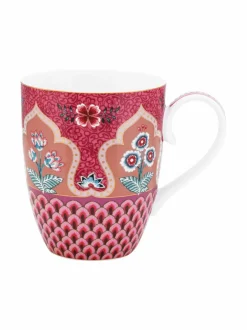 Mukit & Kupit & Asetit|PIP Studio Large Flower Festival Scallop -muki 350 ml DARK PINK