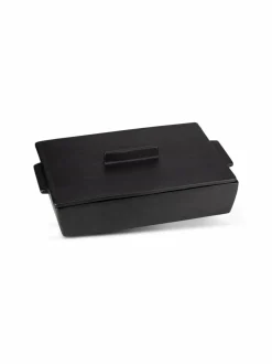 Keitto- & Paistoastiat|DUTCHDELUXES Large -kannellinen uunivuoka ja korkkialusta, 35 x 23,5 x 10,5 cm BM BLACK MATT