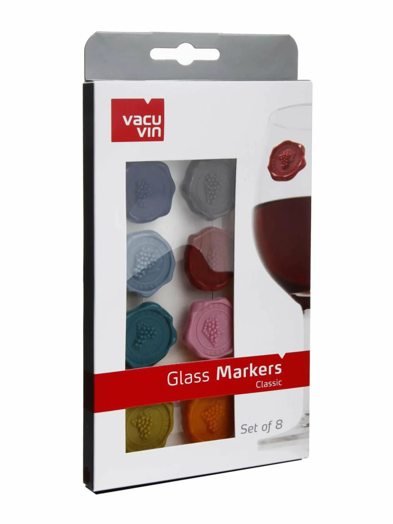 Baari- & Viinitarvikkeet|Vacuvin Lasimerkki 8 kpl MONIVÄRINEN