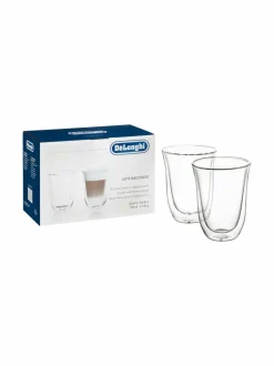 Kahvin- & Vedenkeittimet|Delonghi Latte Macchiato Thermo -lasi, 220 ml x 2 kpl KIRKAS