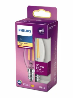 Lamput|Philips LED Candle 60W E14 Warm -kynttilälamppu WHITE