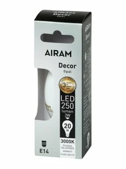 Lamput|Airam LED Decor Candle Opal E14 -lamppu VALKOINEN