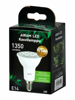 Lamput|Airam Led Plant E14 6W -lamppu KIRKAS