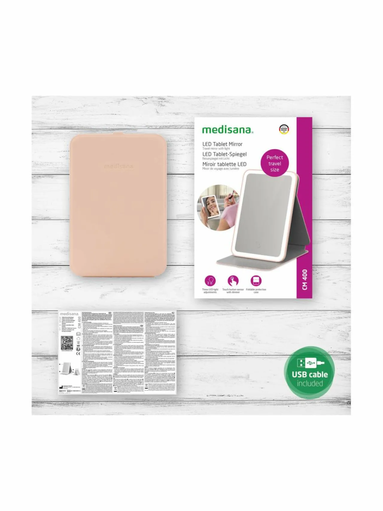 Kauneudenhoito|Medisana LED tablet mirror -meikkipeili ROSE