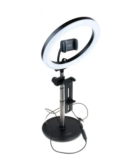 Puhelintarvikkeet|Fixed LED-rengasvalo, tabletin-/puhelinteline valolla MUSTA