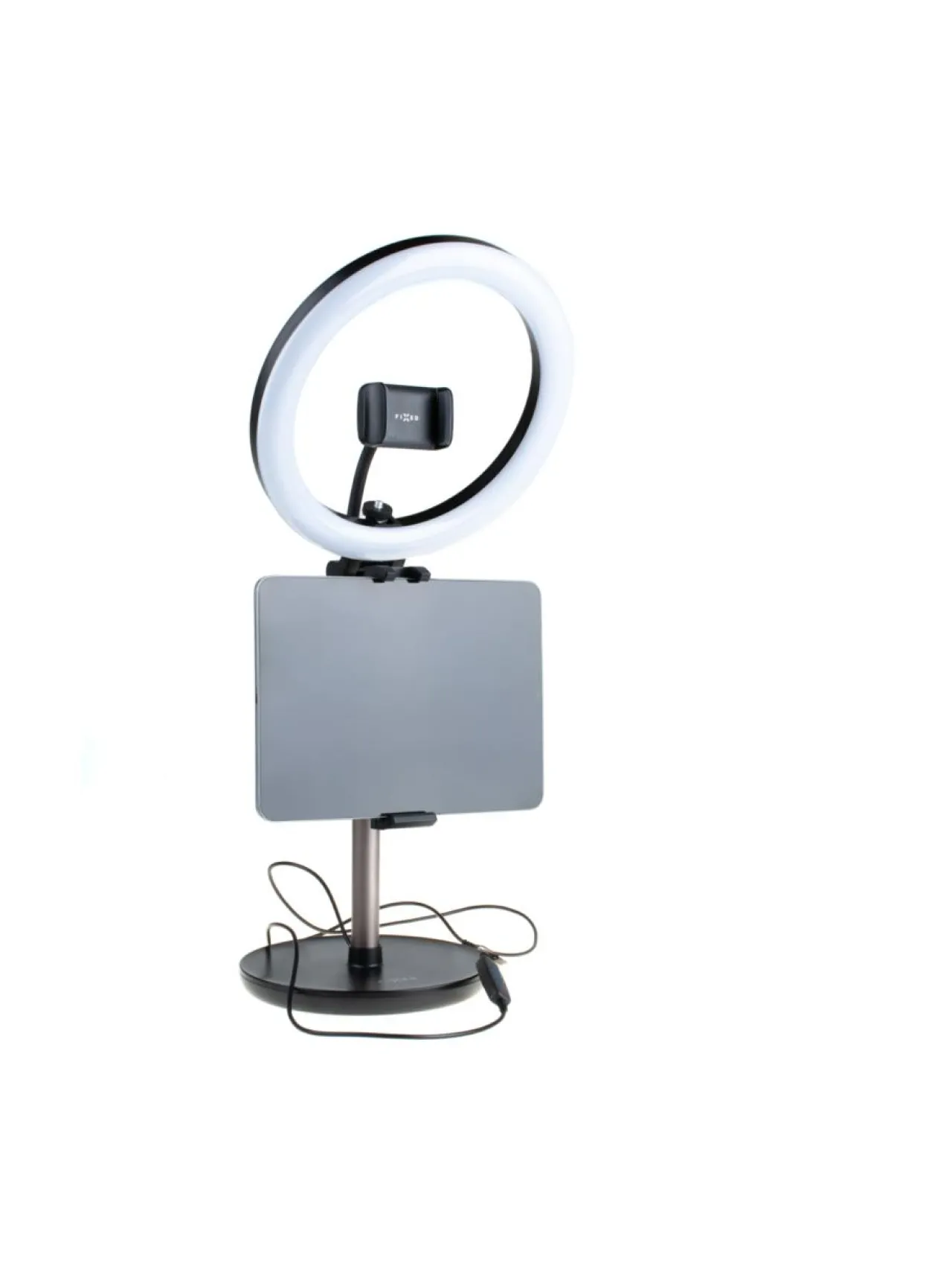 Puhelintarvikkeet|Fixed LED-rengasvalo, tabletin-/puhelinteline valolla MUSTA