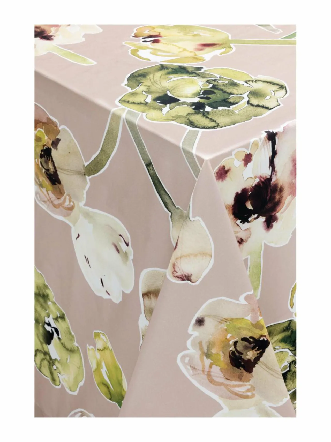 Huovat & Päiväpeitot|Pentik Lilia-pöytäliina puuvillasatiinista 145 x 250 cm YELLOW