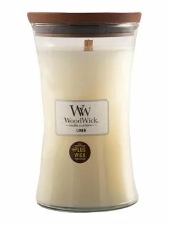 Kynttilät & Lyhdyt|Woodwick Linen-tuoksukynttilä 18 cm VALKOINEN