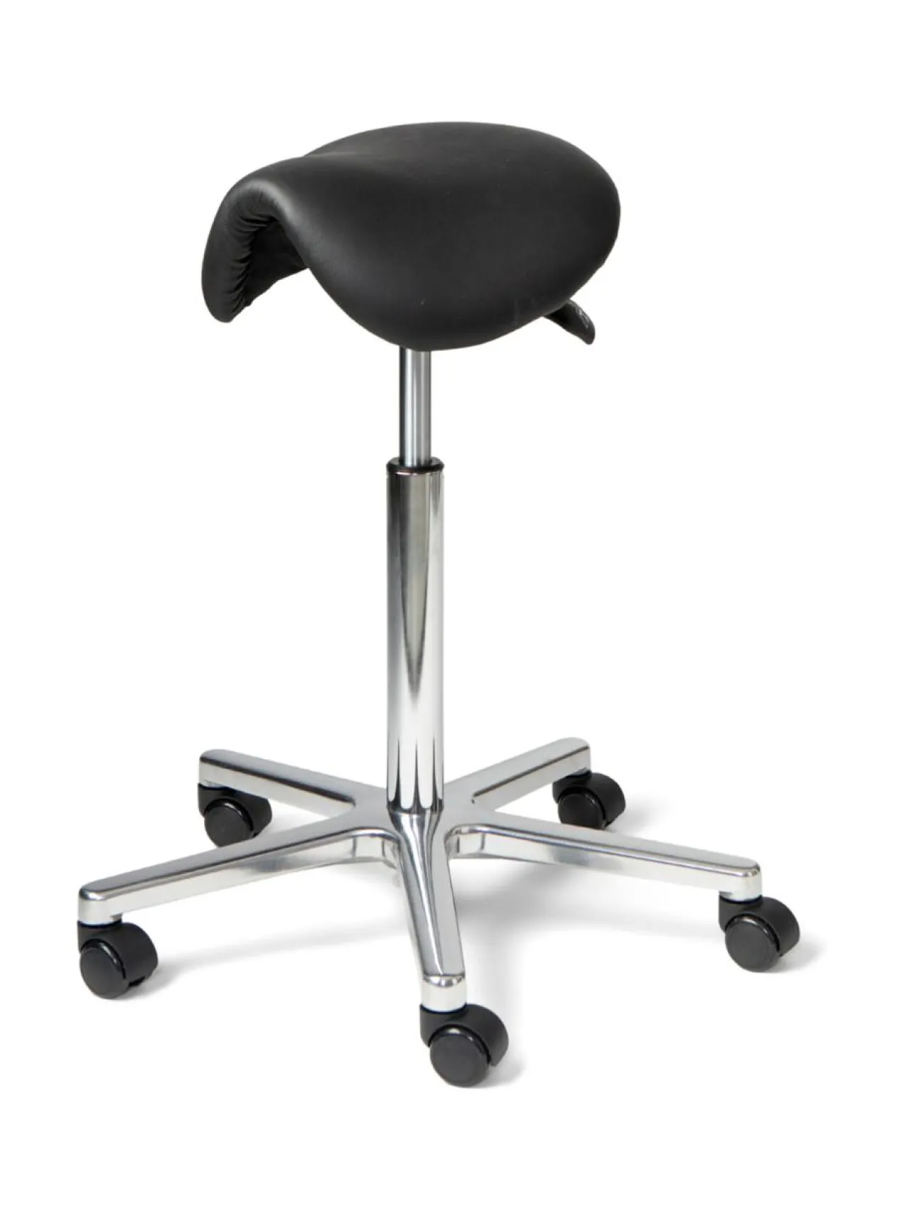 Tuolit & Jakkarat|ErgoFinland Matilda satulatuoli, musta nahkaverhoilu