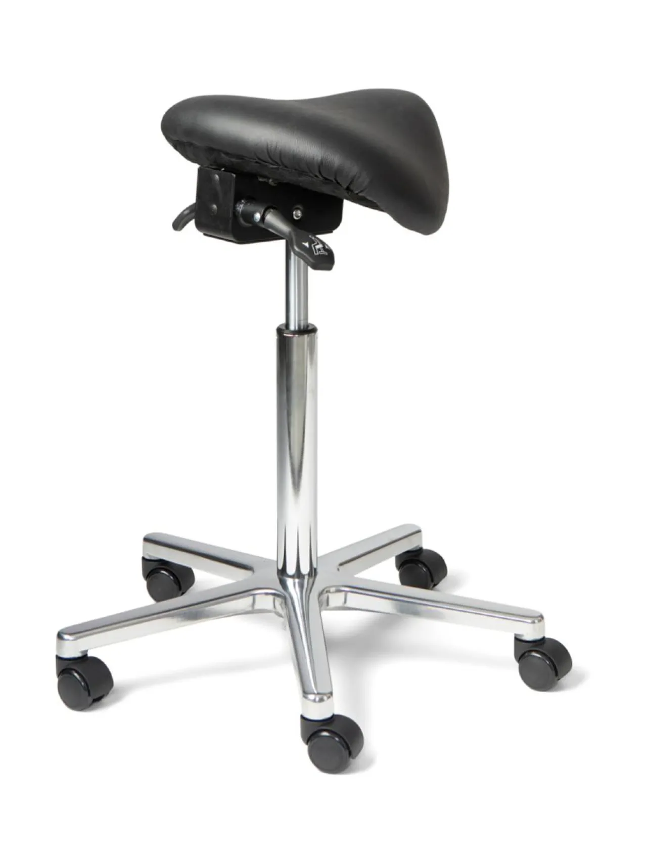 Tuolit & Jakkarat|ErgoFinland Matilda satulatuoli, musta nahkaverhoilu