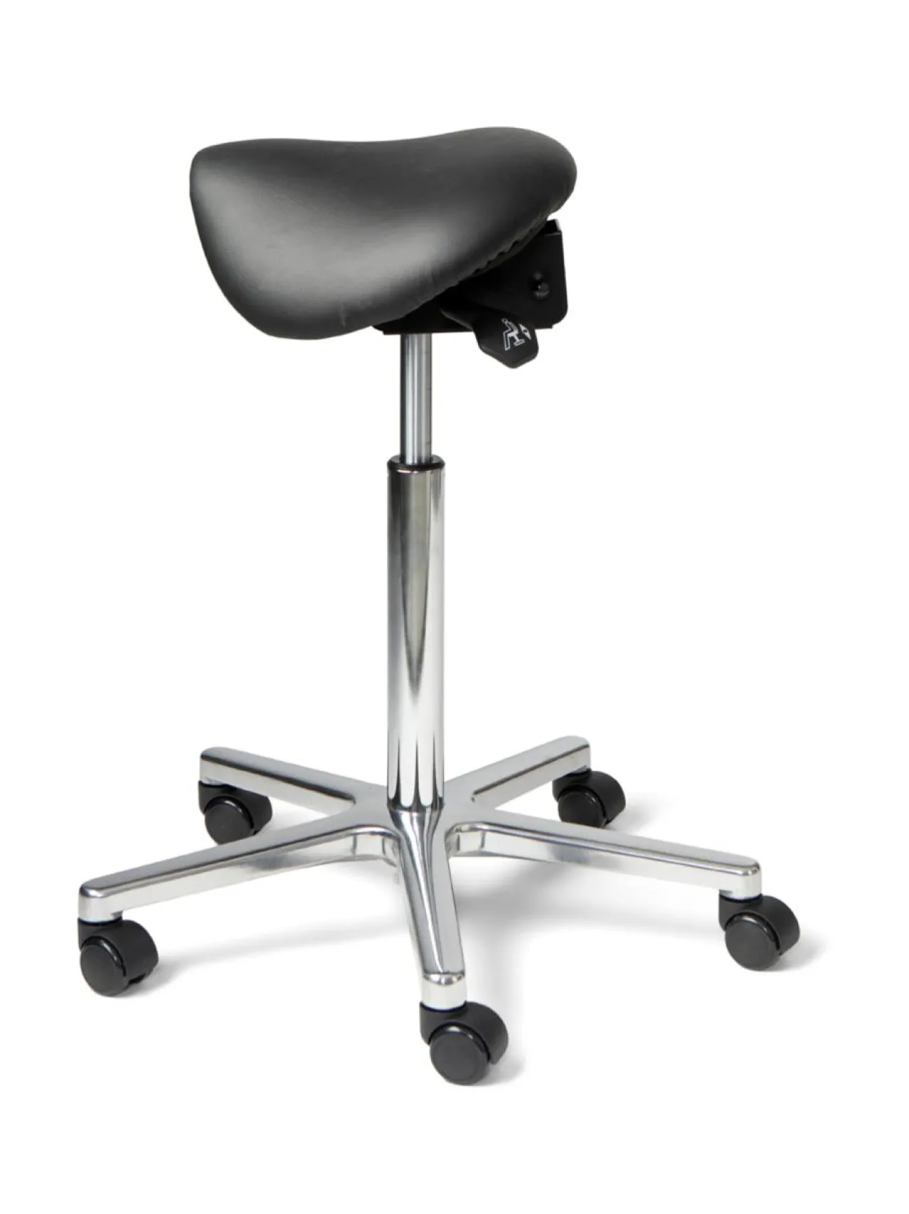 Tuolit & Jakkarat|ErgoFinland Matilda satulatuoli, musta nahkaverhoilu