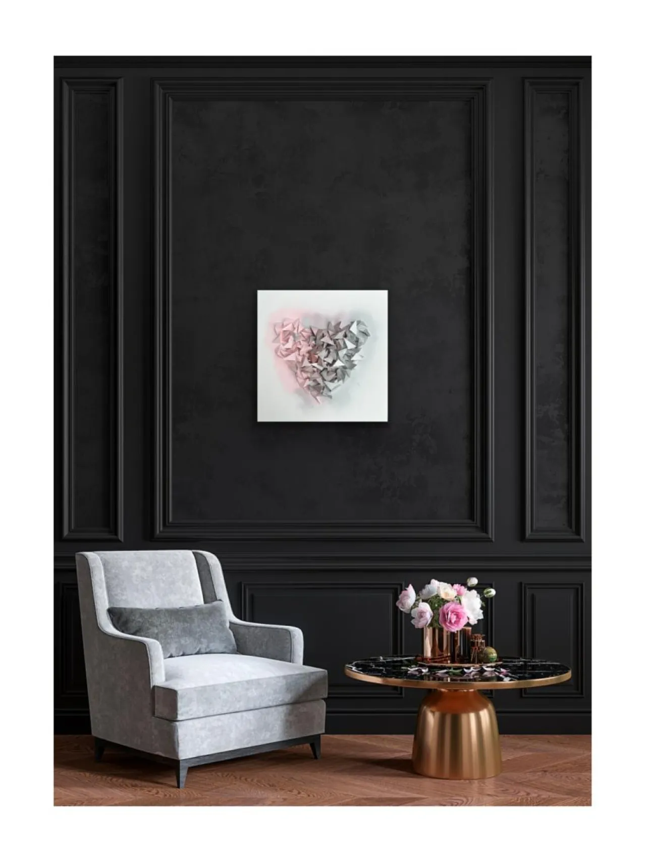 Taulut & Julisteet|Annika Salmi Art Metallic heart 60x60 akustiikkateos