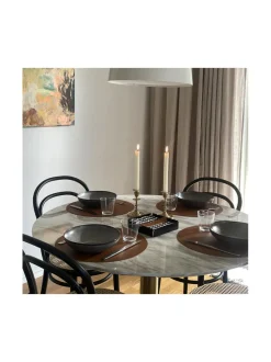 Keittiö- & Kattaustekstiilit|MIIKO Nahkainen pöytätabletti pyöreä, RUSKEA