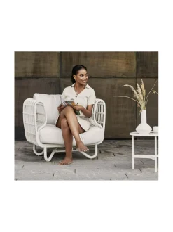 Puutarhakalusteet & Pehmusteet|Cane-Line Nest-nojatuoli VALKOINEN