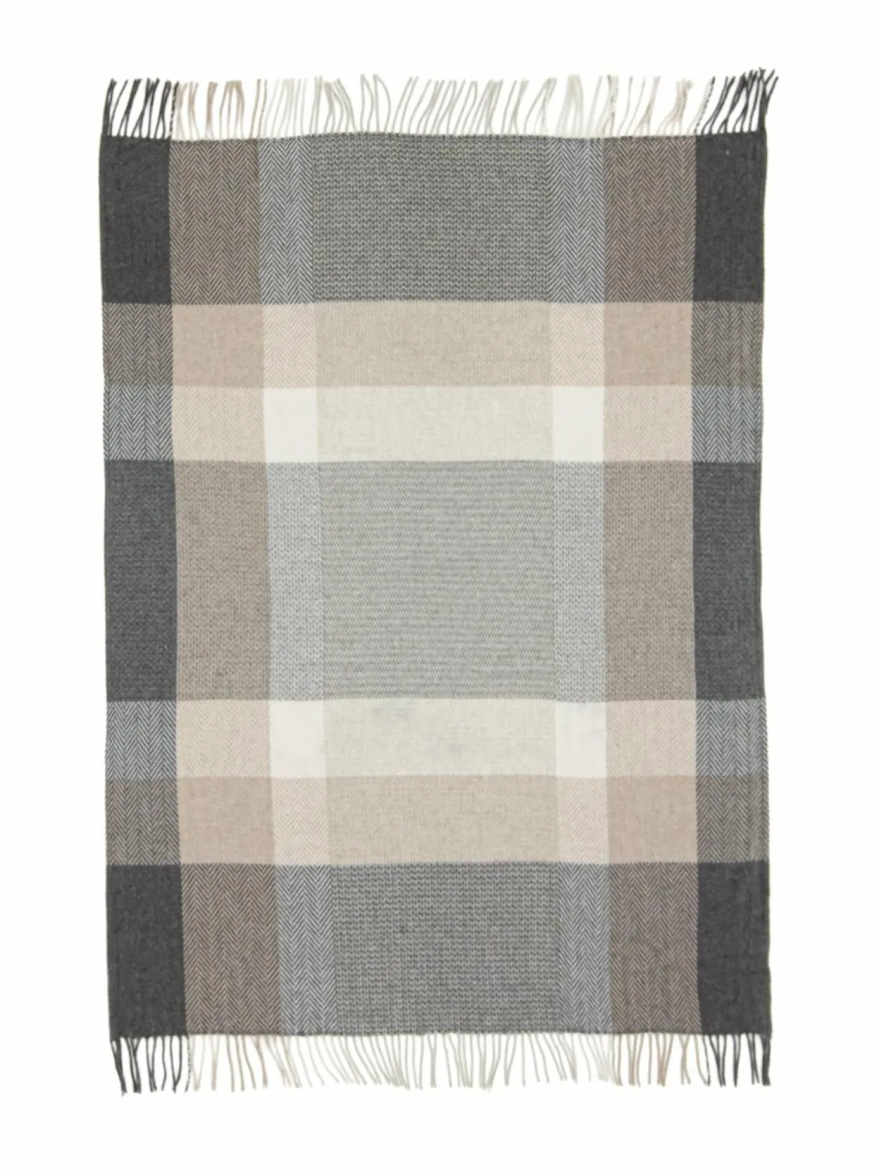 Huovat & Päiväpeitot|Casa Stockmann Nimes-villasekoitehuopa 130 x 180 cm GREY/SAND/SOFT WHITE