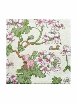 Keittiö- & Kattaustekstiilit|Havi Nuppu Pelargonia -servetti 33 x 33 cm, 20 kpl BEIGE
