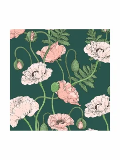 Keittiö- & Kattaustekstiilit|Havi Nuppu Unikkoaika -lautasliinat 20 kpl GREEN