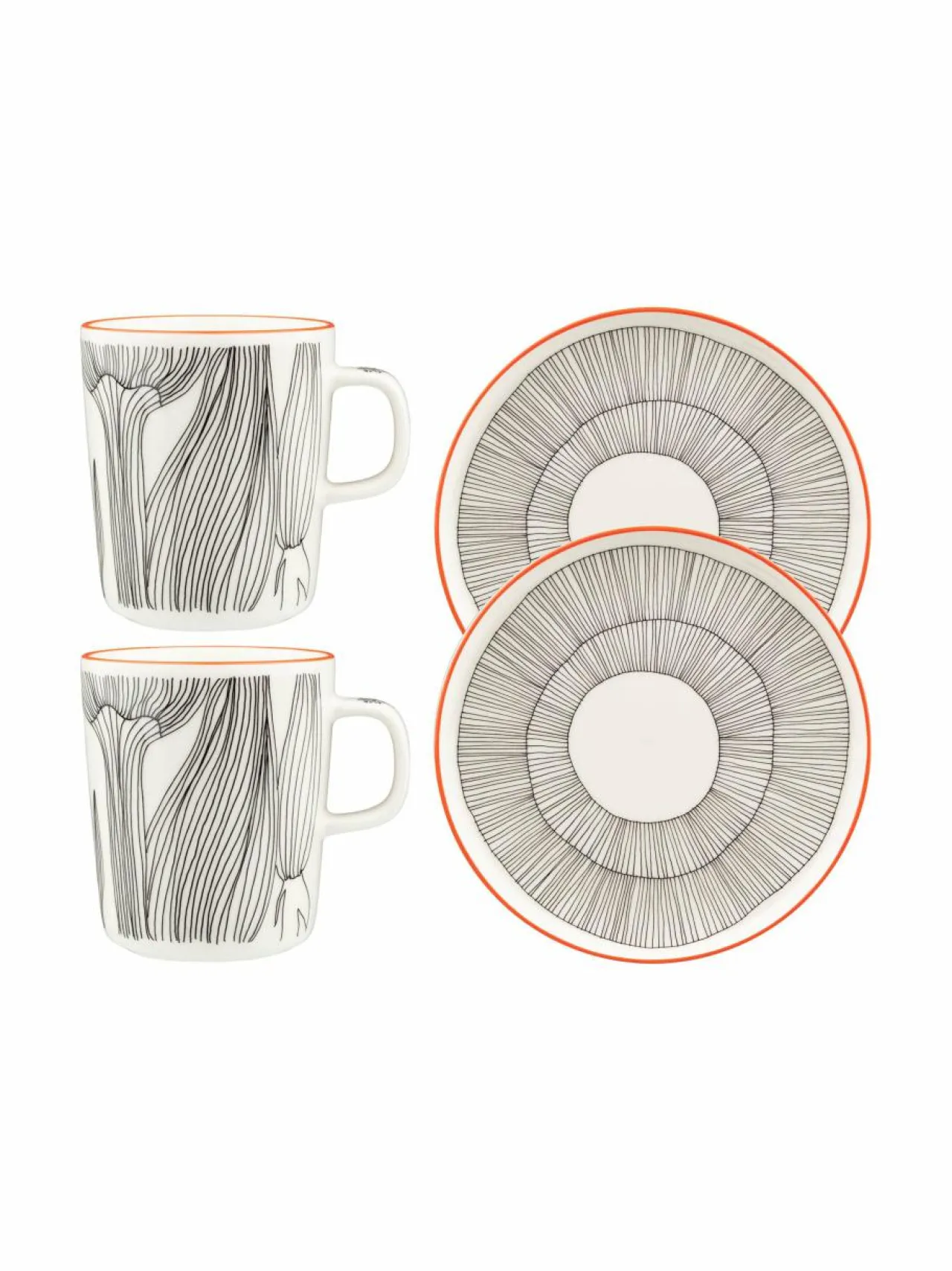 Astiasarjat|Marimekko Oiva Kukat Puhkeavat - aamiaissetti 4-osainen 193 WHITE, BLACK, ORANGE