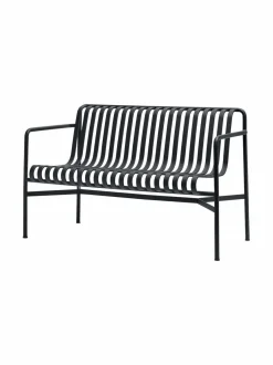 Puutarhakalusteet & Pehmusteet|HAY Palissade Dining -penkki selkänojalla 128 x 70 cm ANTHRACITE (HIILENHARMAA)