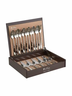 Aterimet & Tarjoiluvälineet|Pintiinox Palladium-aterinsetti puulaatikossa, 24 osaa RUSKEA