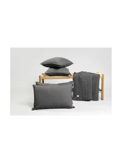 Huovat & Päiväpeitot|Nordic Swan Living Pellava Vohveli -torkkupeitto TUMMANHARMAA