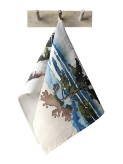 Keittiö- & Kattaustekstiilit|ESTER VISUAL Pellava-keittiöpyyhe Kuninkaanlaavu 45×65 cm MONIVÄRINEN PRINTTI