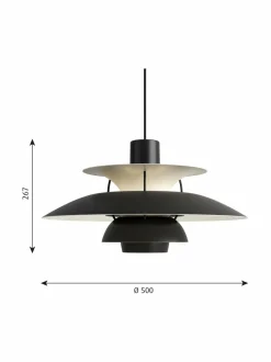 Kattovalaisimet|Louis Poulsen PH 5 -riippuvalaisin 500 x 267 mm MONOCHROME BLACK