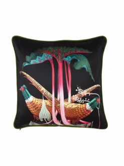 Sisustustyynyt|Klaus Haapaniemi & Co Pheasants and Rhubarbs -silkkityynynpäällinen BLACK