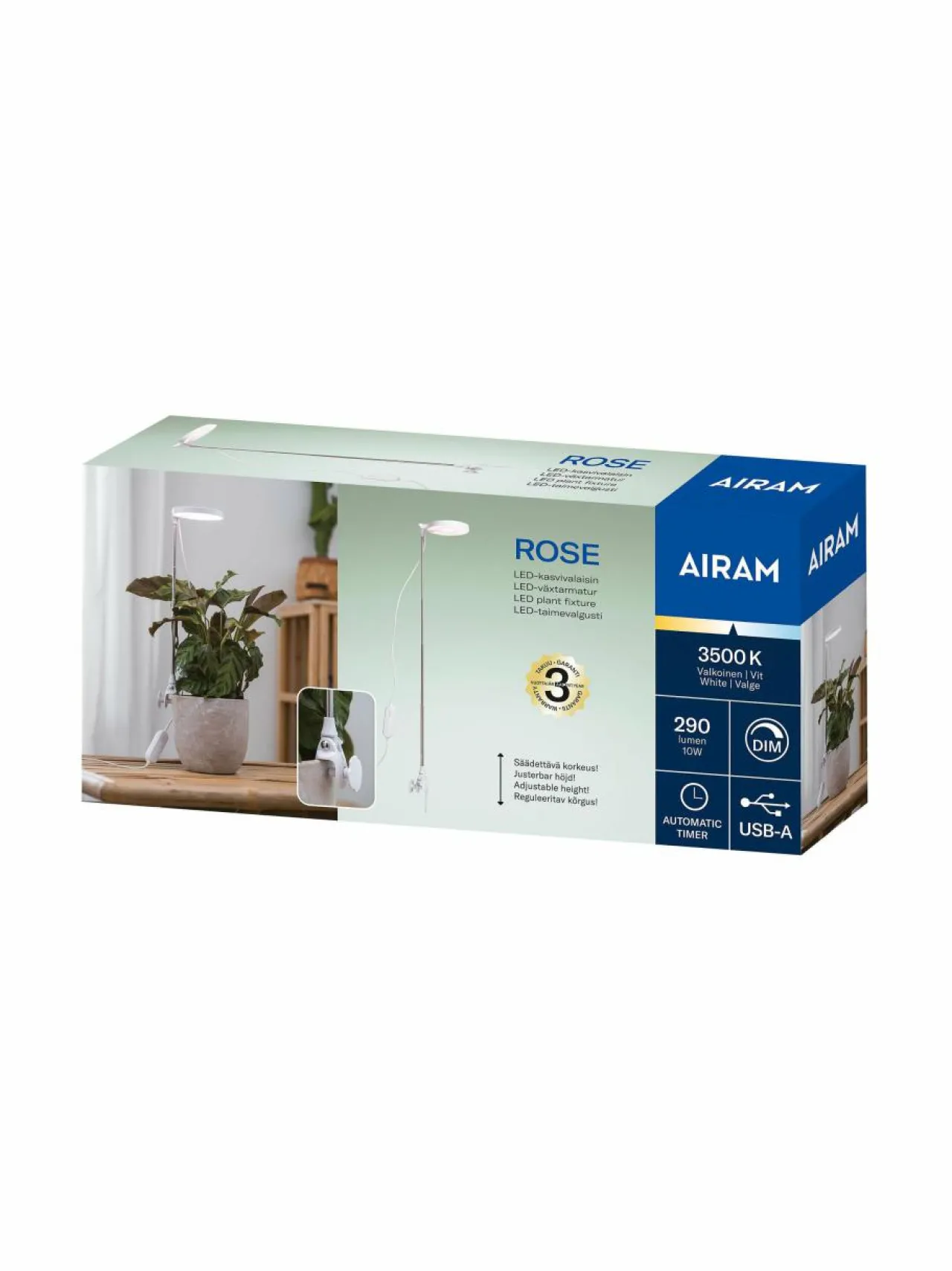 Lamput|Airam Plant Light Rose - kasvivalaisin 10W/735 290 lm USB WHITE