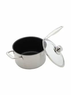 Keitto- & Paistoastiat|Swiss Diamond Prestige Clad -kasari ja lasikansi ø 20 cm TERÄS/MUSTA