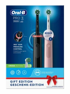 Hampaidenhoito|Oral-B PRO 3- sähköhammasharja tuplarungolla BLACK