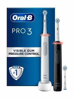 Hampaidenhoito|Oral-B Pro Series 3 -sähköhammasharja, tuplarunkopakkaus WHITEBLACK
