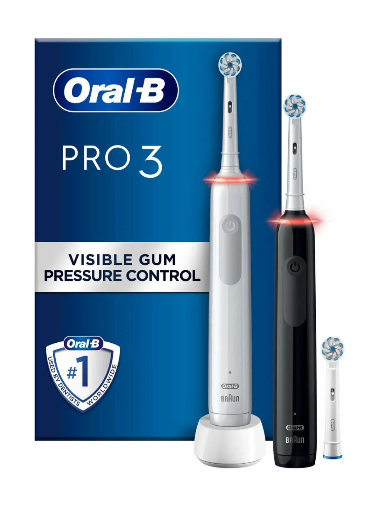 Hampaidenhoito|Oral-B Pro Series 3 -sähköhammasharja, tuplarunkopakkaus WHITEBLACK