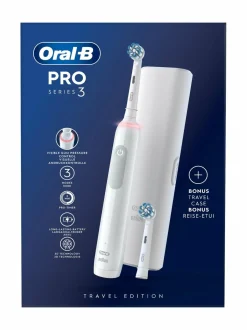Hampaidenhoito|Oral-B PRO3- sähköhammasharja + matkakotelo WHITE