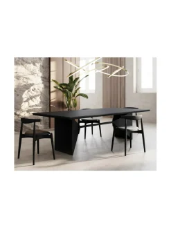 Pöydät|Havune Pyramis-ruokapöytä 250 x 110 x 74 cm MUSTA PETSAUS JA MATTA MUSTA LUONNONMUKAINEN KASVIÖLJYSEOS