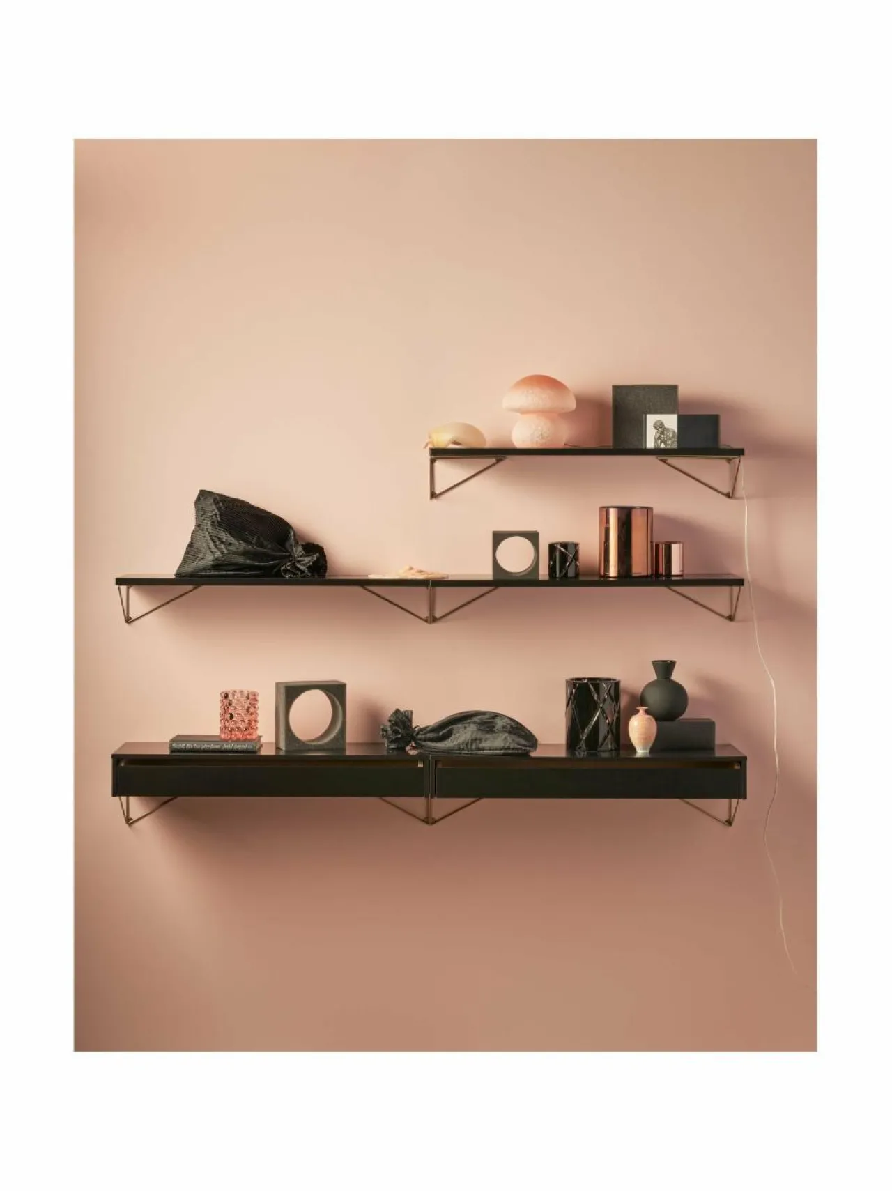 Hyllyt & Kaapit|Maze Pythagoras-seinähylly MUSTA