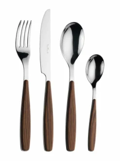 Aterimet & Tarjoiluvälineet|Pintiinox Riva-aterinsetti, 16 osaa MAHOGANY (RUSKEA/TERÄS)