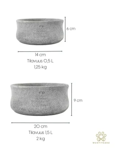 Ruokakupit Ja -Tarvikkeet|Laboni Rocky vuolukivi design ruokakulho - Tuplapakkaus