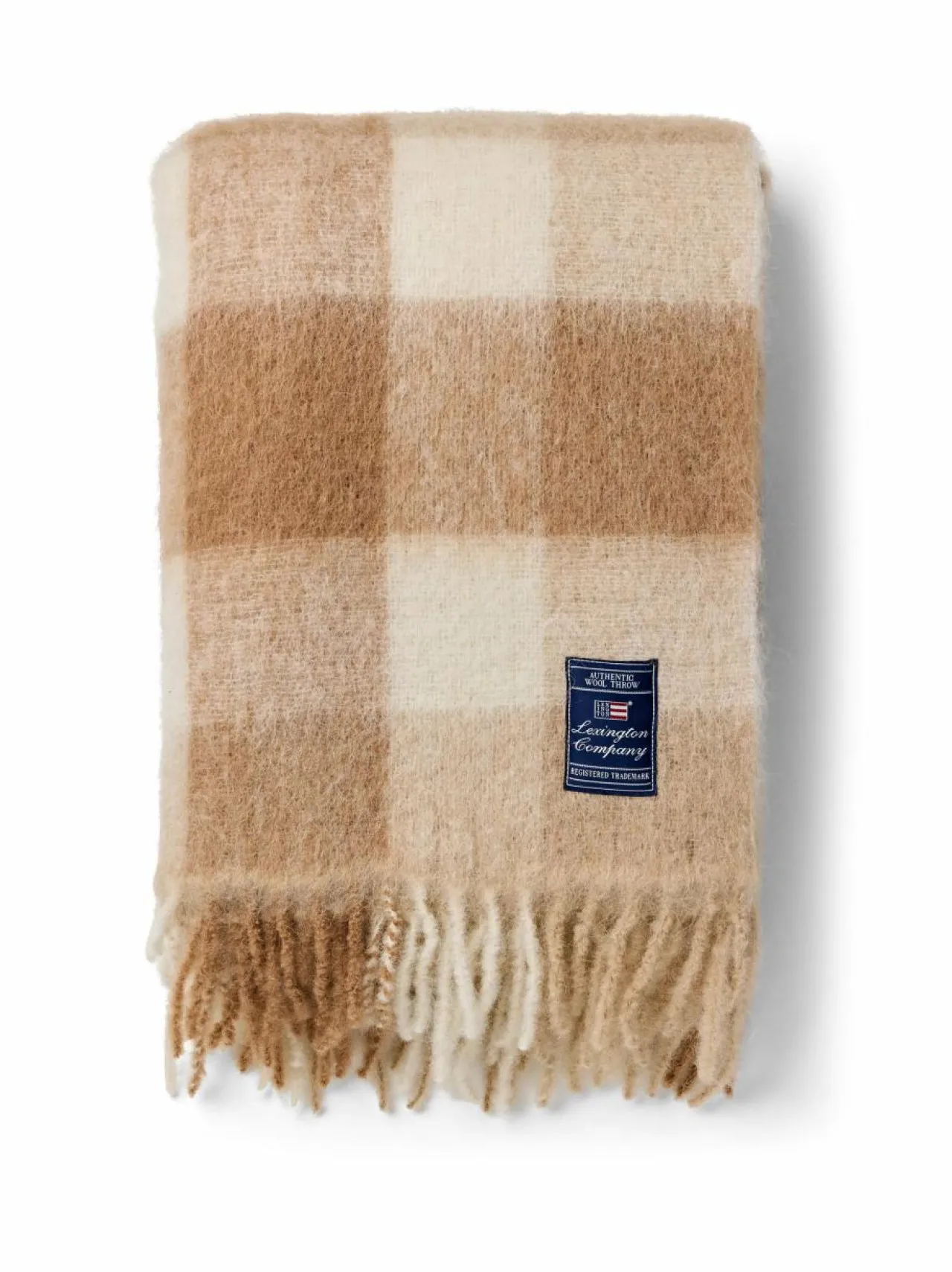 Huovat & Päiväpeitot|Lexington Ruudullinen peite mohairsekoitteesta 130 x 170 cm 2600-TH10 BEIGE/WHITE