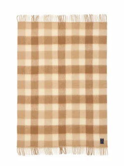 Huovat & Päiväpeitot|Lexington Ruudullinen peite mohairsekoitteesta 130 x 170 cm 2600-TH10 BEIGE/WHITE