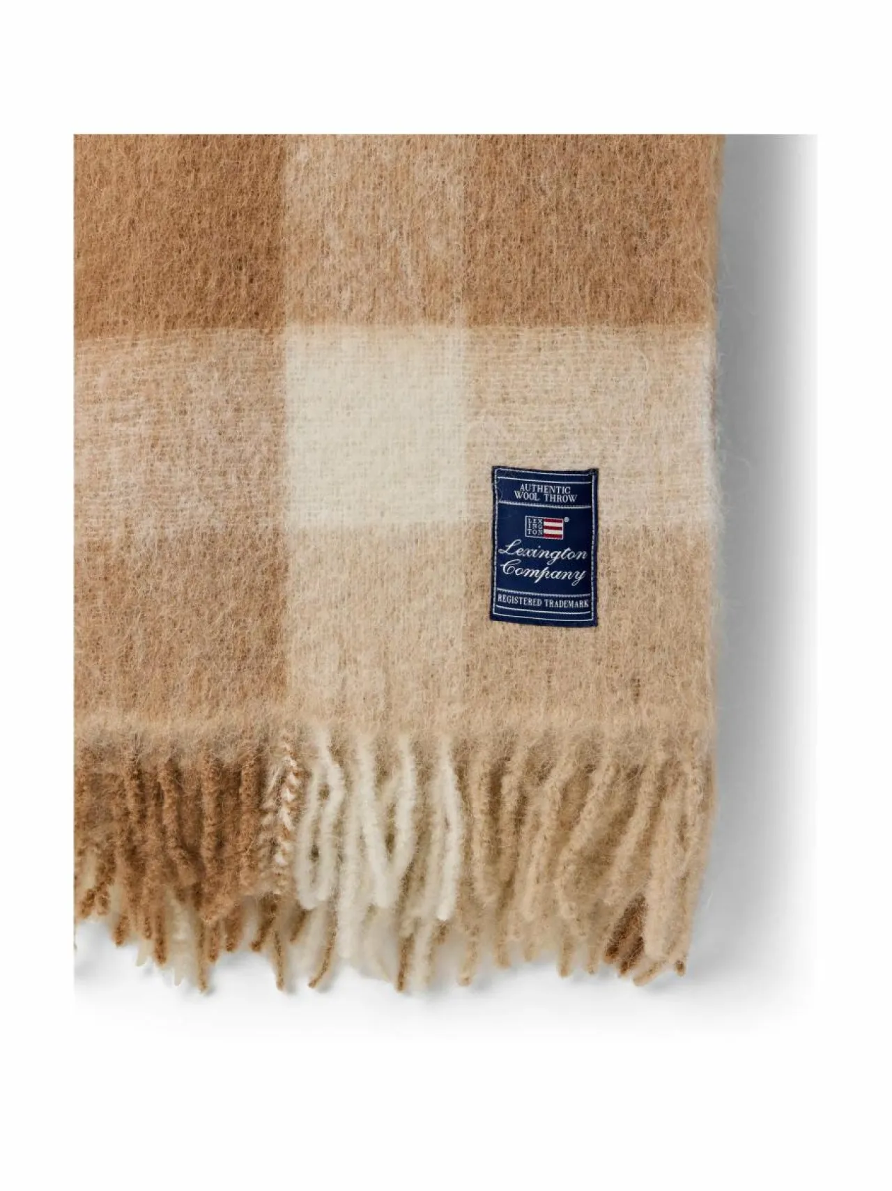 Huovat & Päiväpeitot|Lexington Ruudullinen peite mohairsekoitteesta 130 x 170 cm 2600-TH10 BEIGE/WHITE