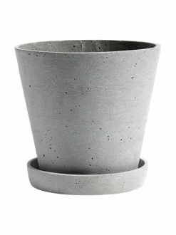 Ruukut & Istutusastiat|HAY Ruukku ja aluslautanen L, ø 17,5 cm HARMAA