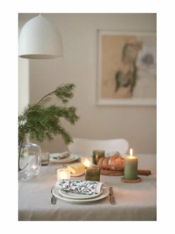 Kynttilät & Lyhdyt|Havi Sage-pöytäkynttilä 7x12 cm GREYWITH GREEN PATTERN