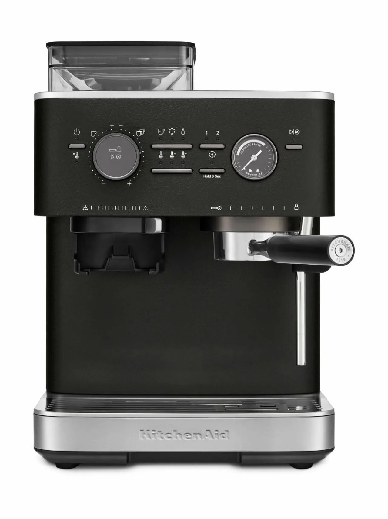 Kahvin- & Vedenkeittimet|KitchenAid Semi Auto Espresso KES6551 -puoliautomaattinen espressokone kahvimyllyllä CAST IRON BLACK