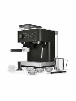 Kahvin- & Vedenkeittimet|KitchenAid Semi Auto Espresso KES6551 -puoliautomaattinen espressokone kahvimyllyllä CAST IRON BLACK
