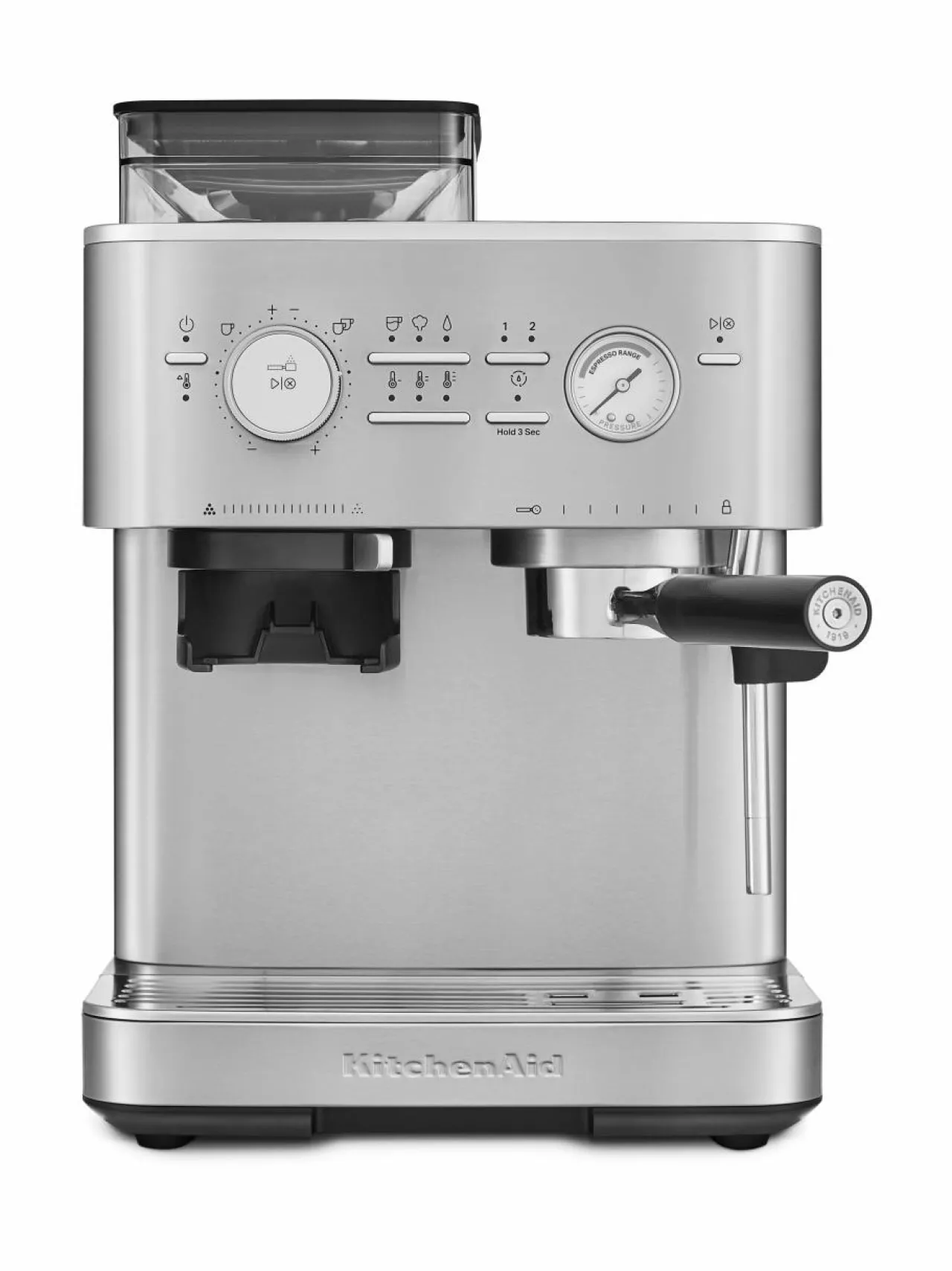Kahvin- & Vedenkeittimet|KitchenAid Semi Auto Espresso KES6551 -puoliautomaattinen espressokone kahvimyllyllä STAINLESS STEEL