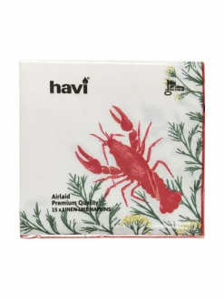 Keittiö- & Kattaustekstiilit|Havi Servetti 40 x 40 cm, 15 kpl VALKOINEN/PUNAINEN