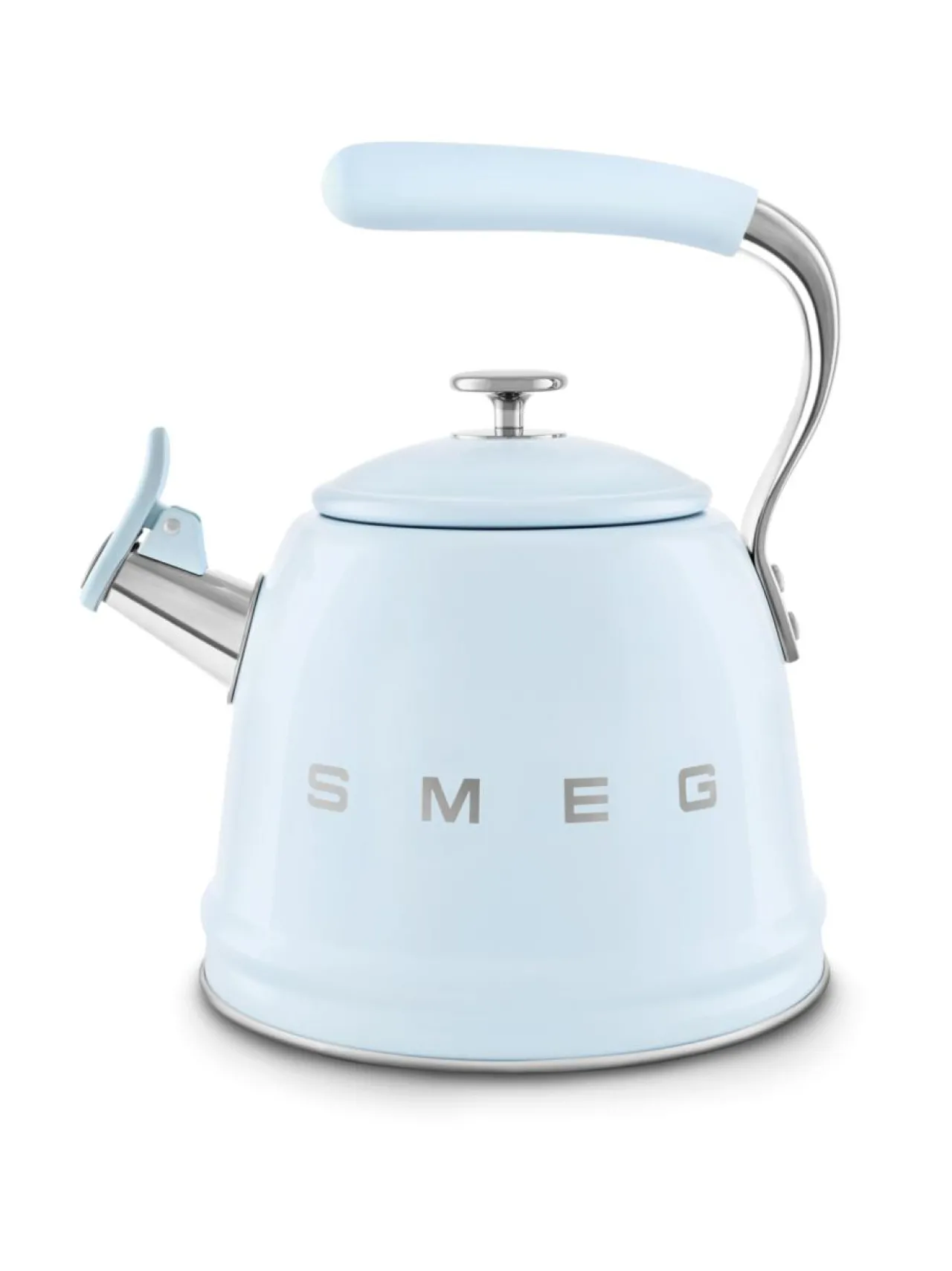 Kahvin- & Vedenkeittimet|Smeg viheltävä vesipannu WKF01PB, pastellinsininen