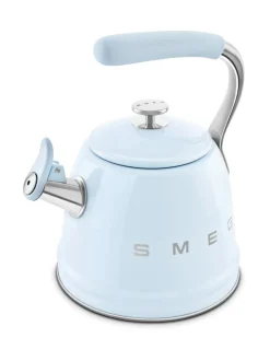 Kahvin- & Vedenkeittimet|Smeg viheltävä vesipannu WKF01PB, pastellinsininen