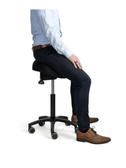 Tuolit & Jakkarat|ErgoFinland Soft-Satulatuoli, musta kangasverhoilu